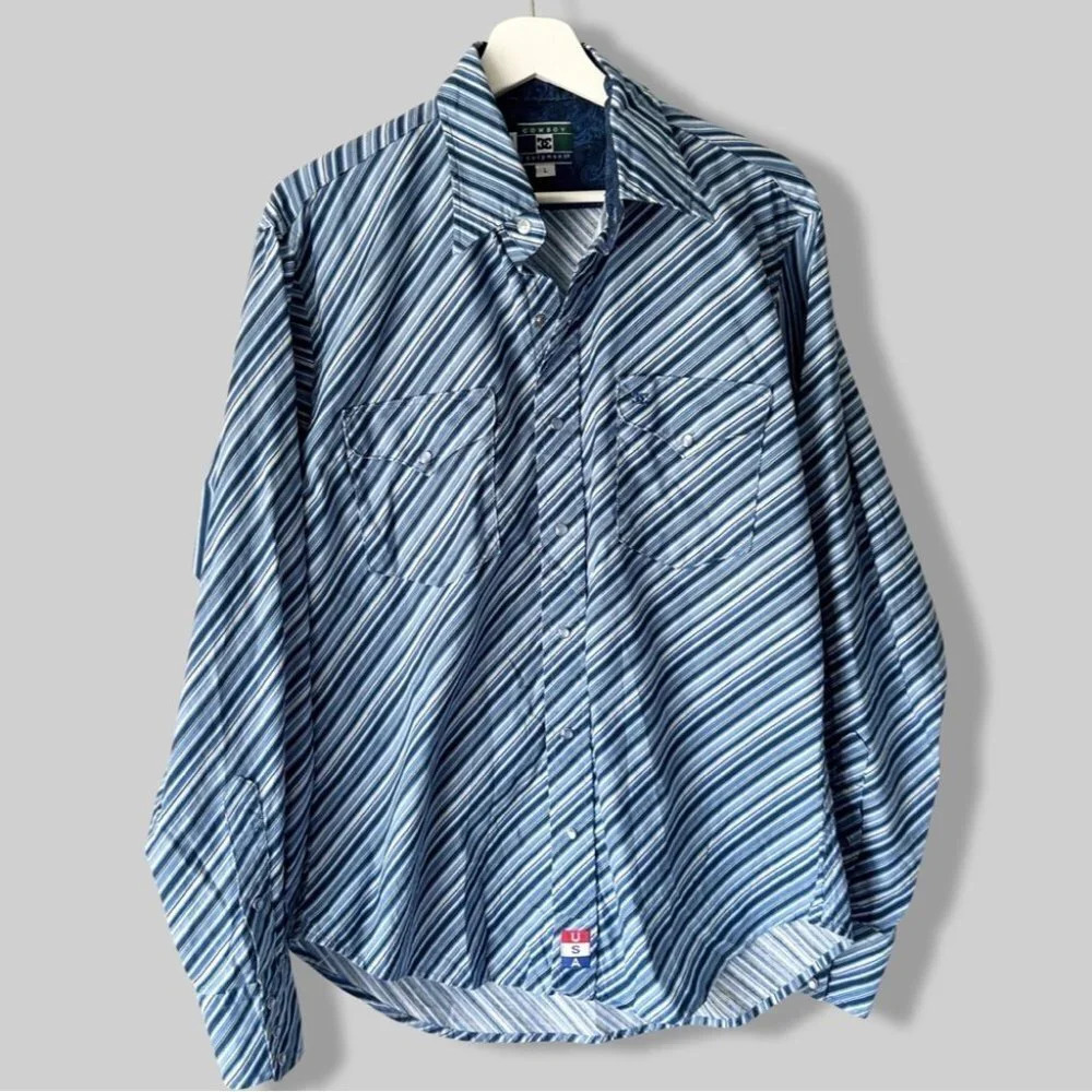 Vintage DC Cowboy Equipment  Striped Western Shirt